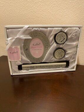 Baby Shower Birth Certificate First Curl First Tooth Keepsake Silver Box Set New